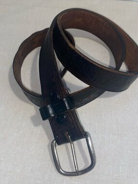 VTG TOOLED Dark Leather Nature Western Belt  Men’s Size 44-46 *SEE Measurements